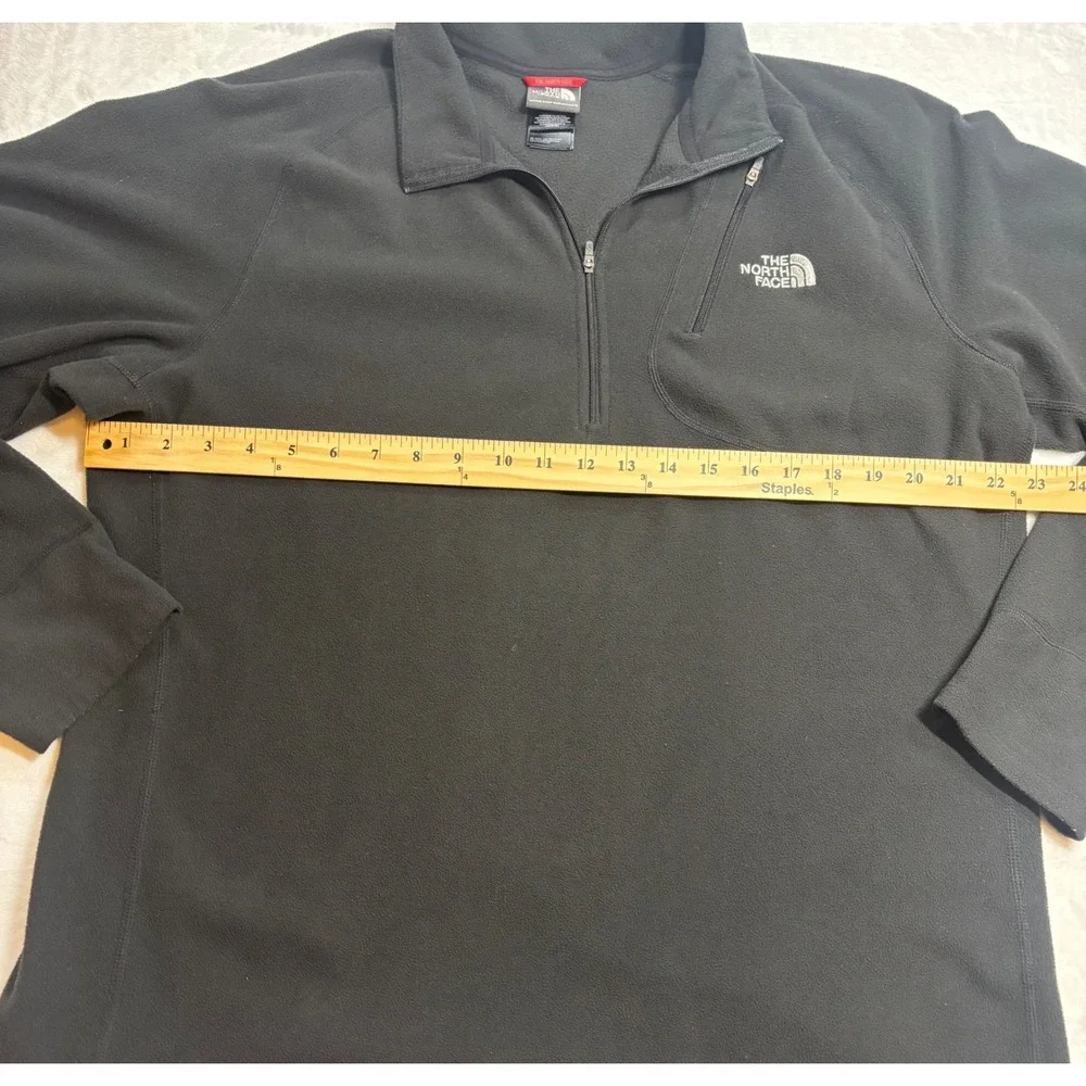 The North Face Fleece Pullover Men's Black Excellent Quarter Zip Thumb Hole XL